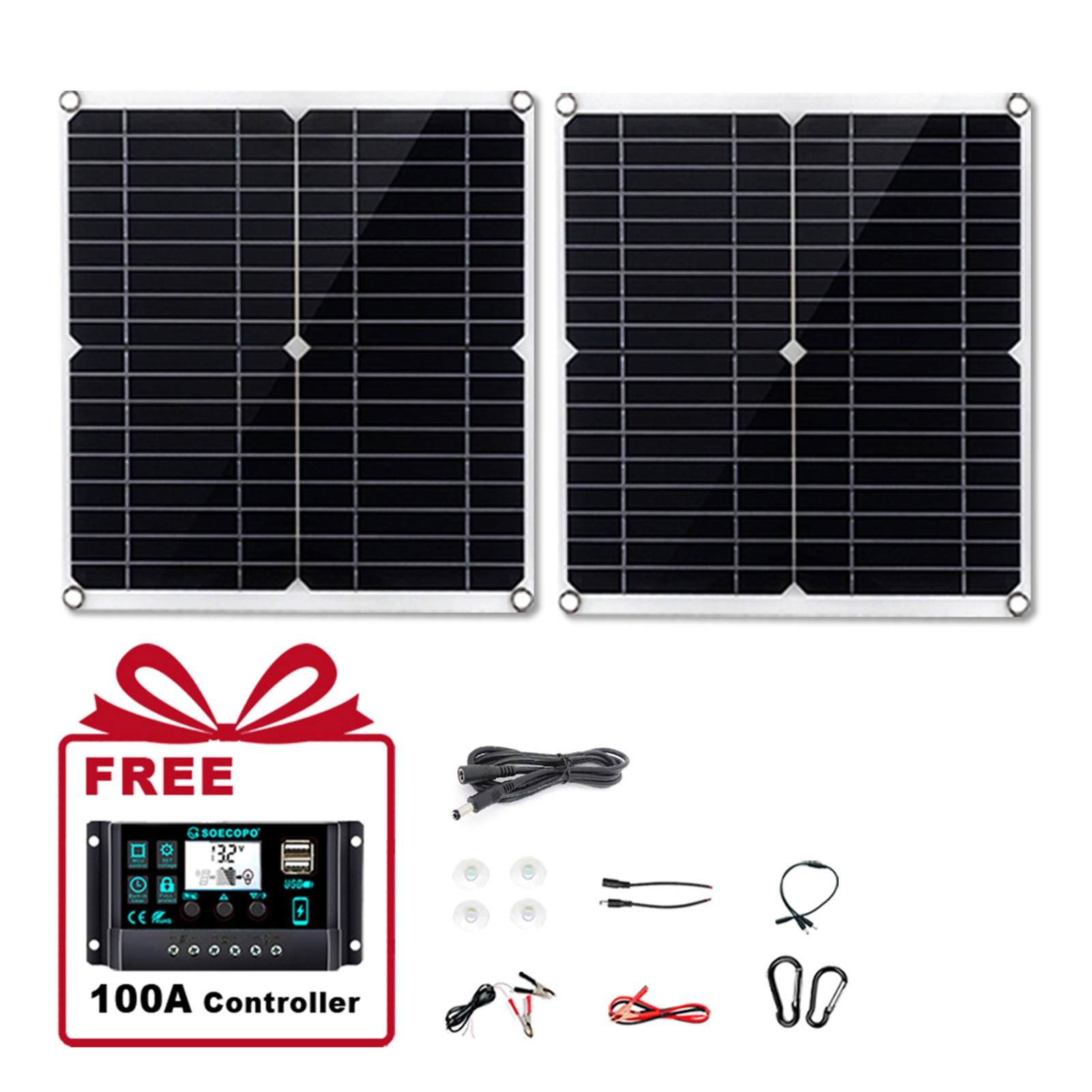 600W Dual Solar Panel Kit – 2 x 300W Portable PV Panels for RV Camping