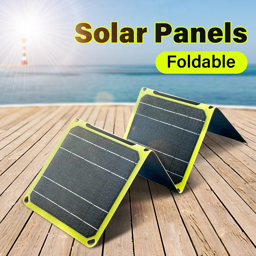 40W USB Solar Panel Folding Power Outdoor Camping Hiking Phone Charger Kit Green