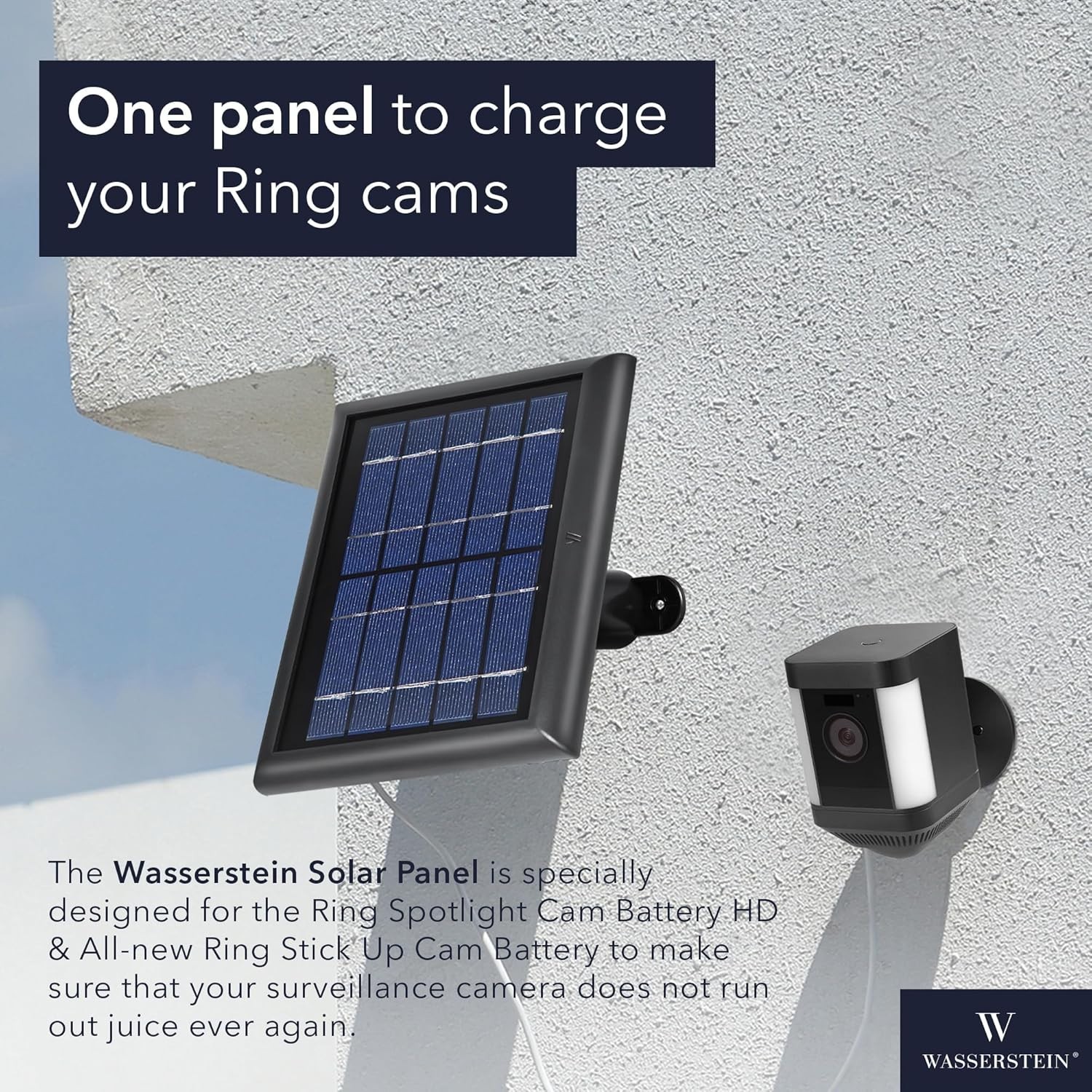 Ring Stick Up Cam Solar Panel 2 Pack Black: 13ft Cable, 360° Mount,