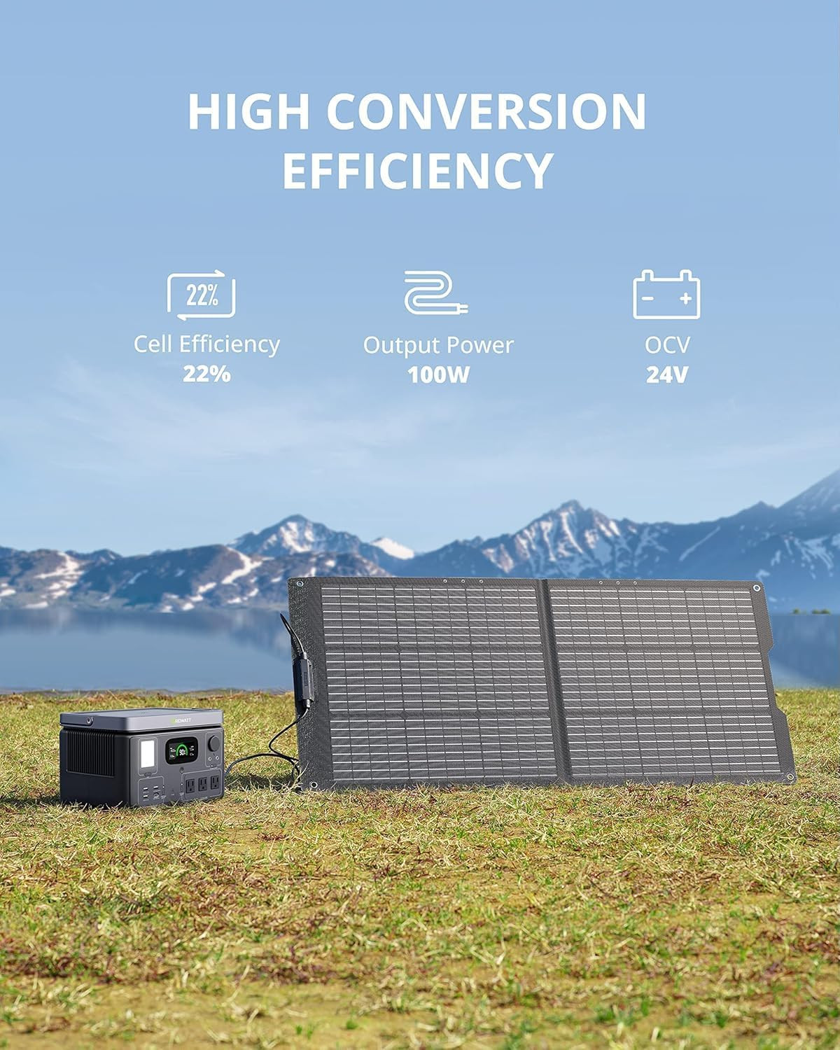 100W Portable Solar Panel, Foldable Solar Panels with Adjustable Kickstands, Un