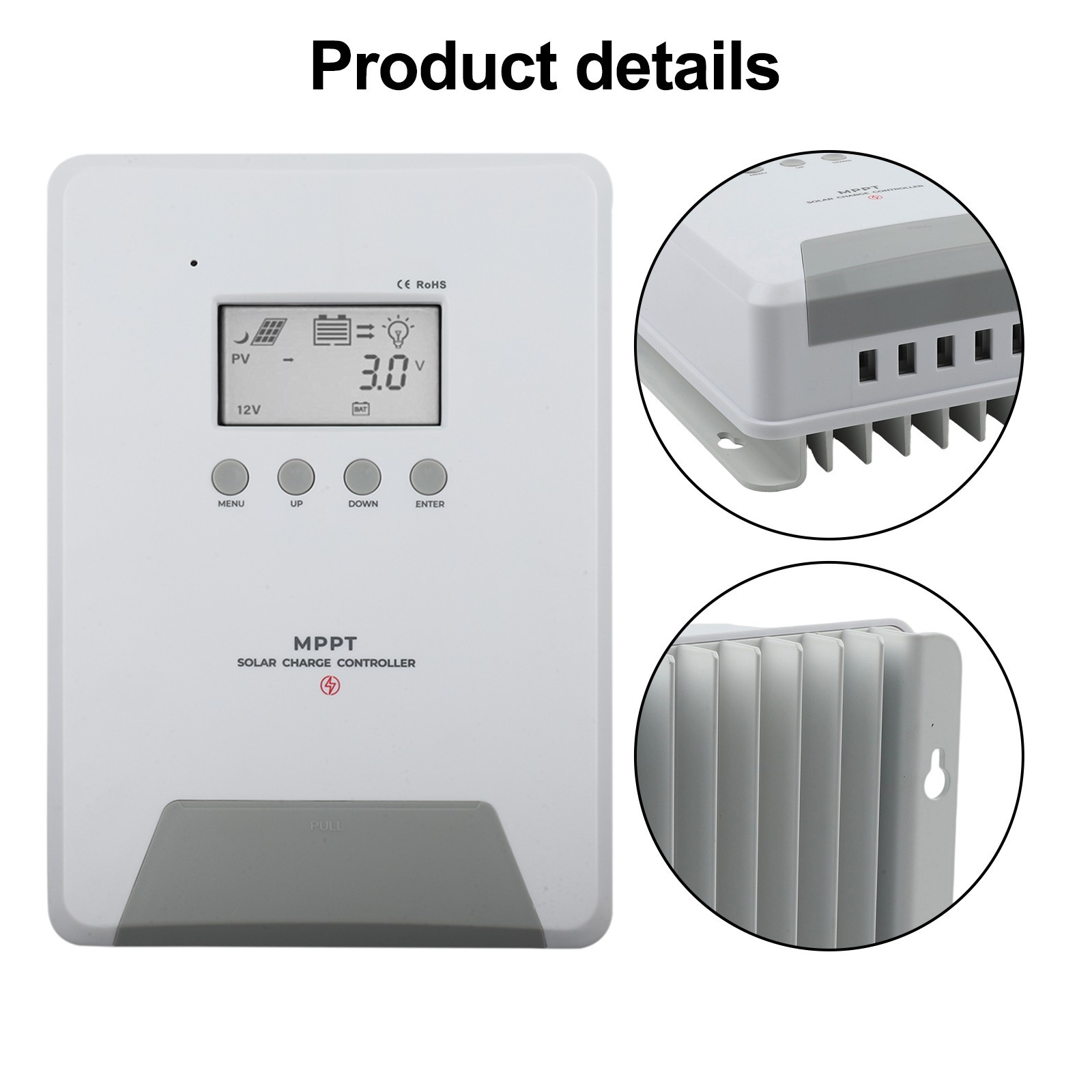 60A Solar Regulator Low Heat Generation Multiple Battery Compatibility