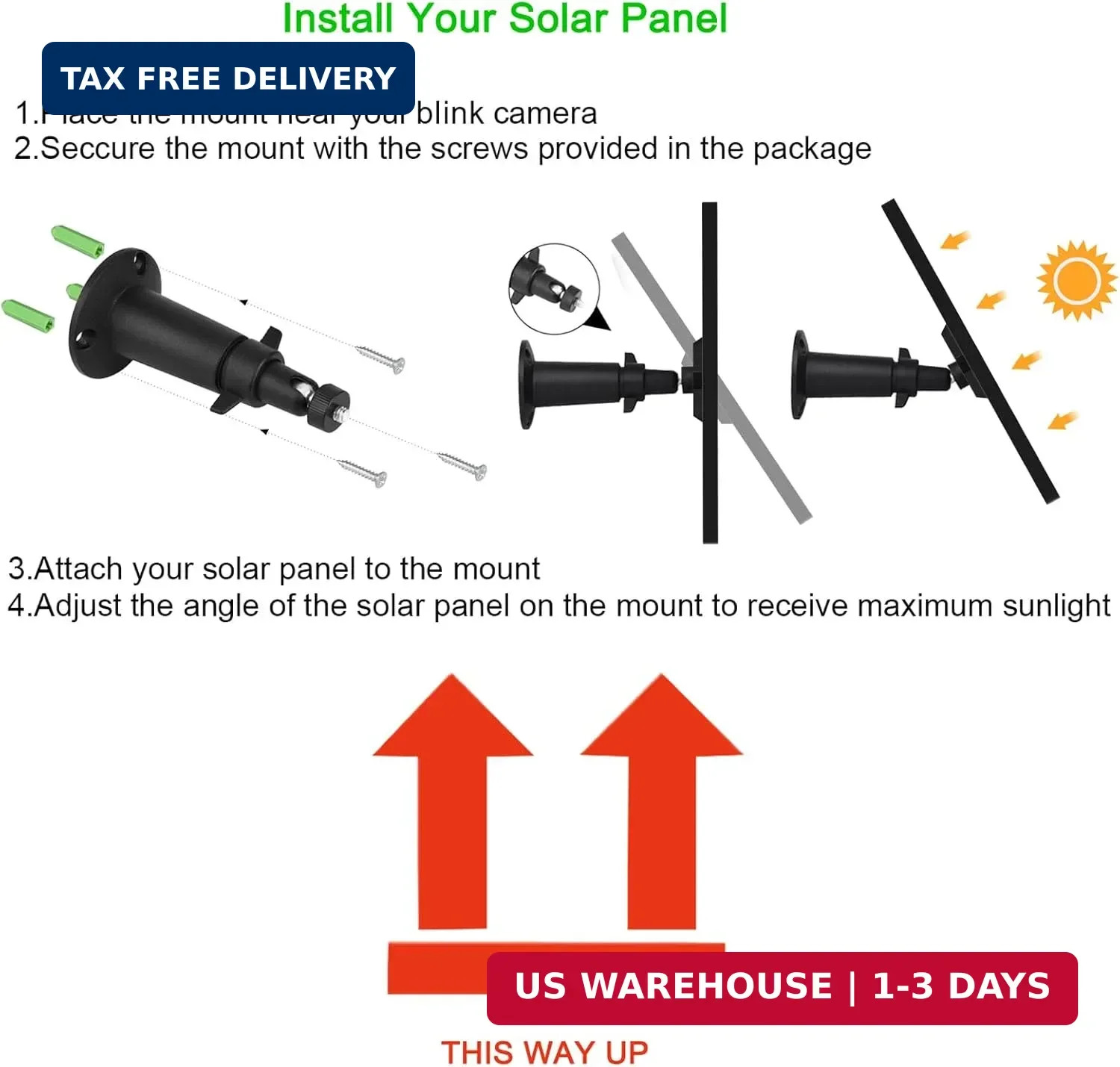 iTODOS 3 Pack Solar Panel Compatible with Blink Outdoor 4 (4th Gen)/ (3rd Gen) X