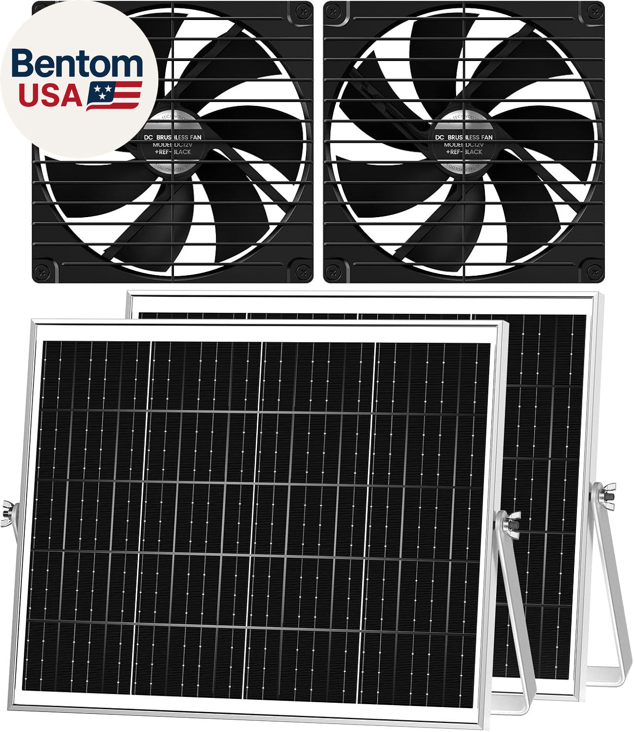 7.1″ Solar Greenhouse Fan 2 Pack, 25W X 2 Large Solar Powered Intake and Exhaust