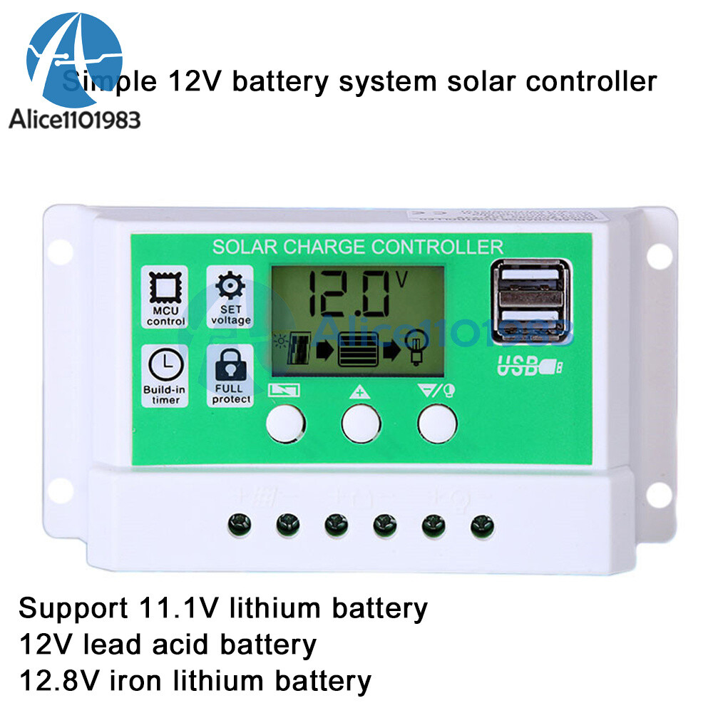 12V 24V 10A/20A/30A Solar Panel Regulator Charge Controller Battery Dual USB PWM