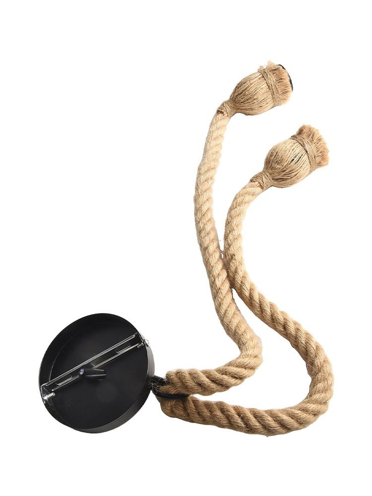 Earth Yellow Industrial Chandelier Retro Hemp Rope Ceiling Lamp 1m Length