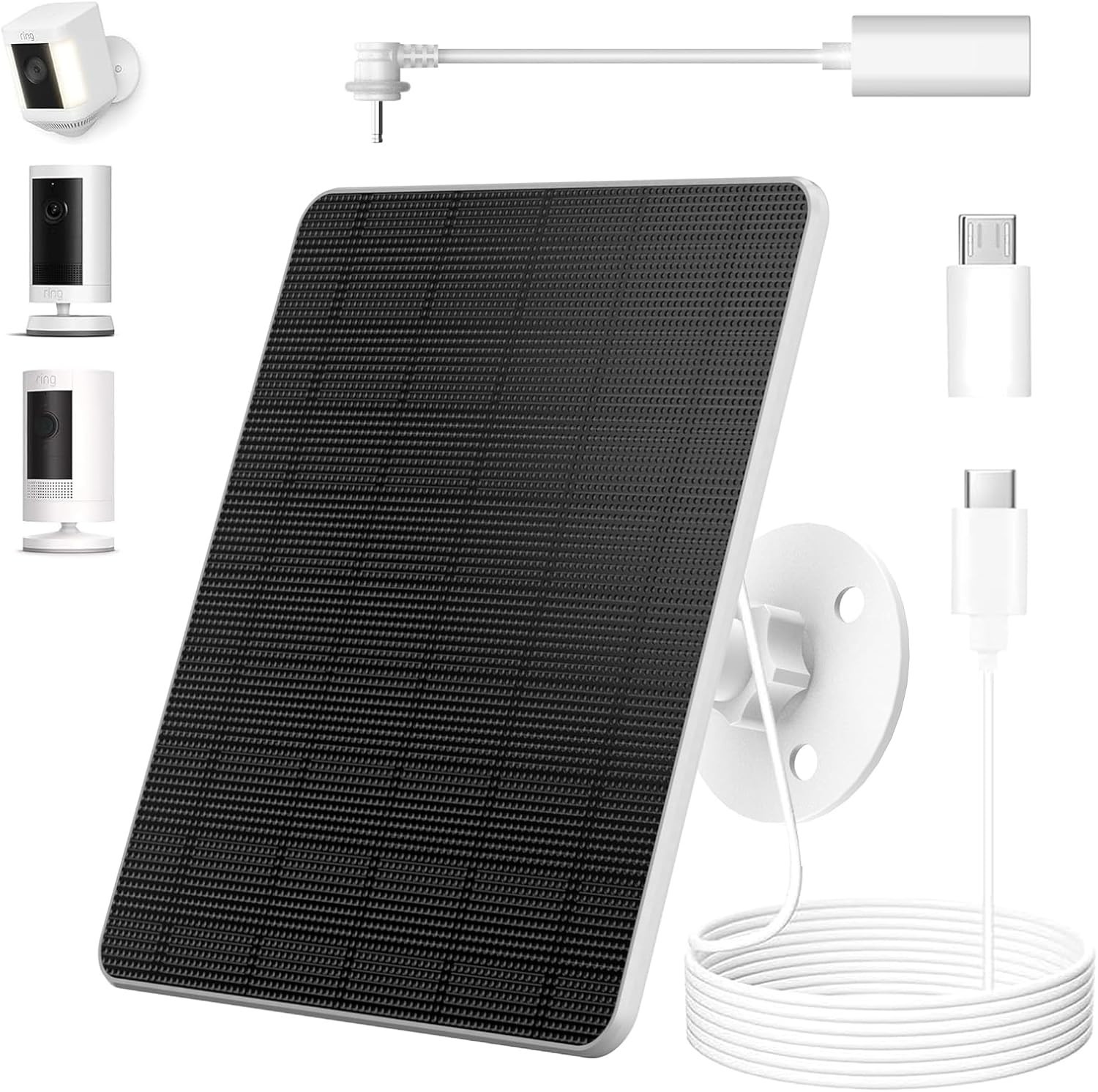 5W Solar Panel for Ring Camera Compatible with Rings Spotlight 3600mAh IP65 10ft