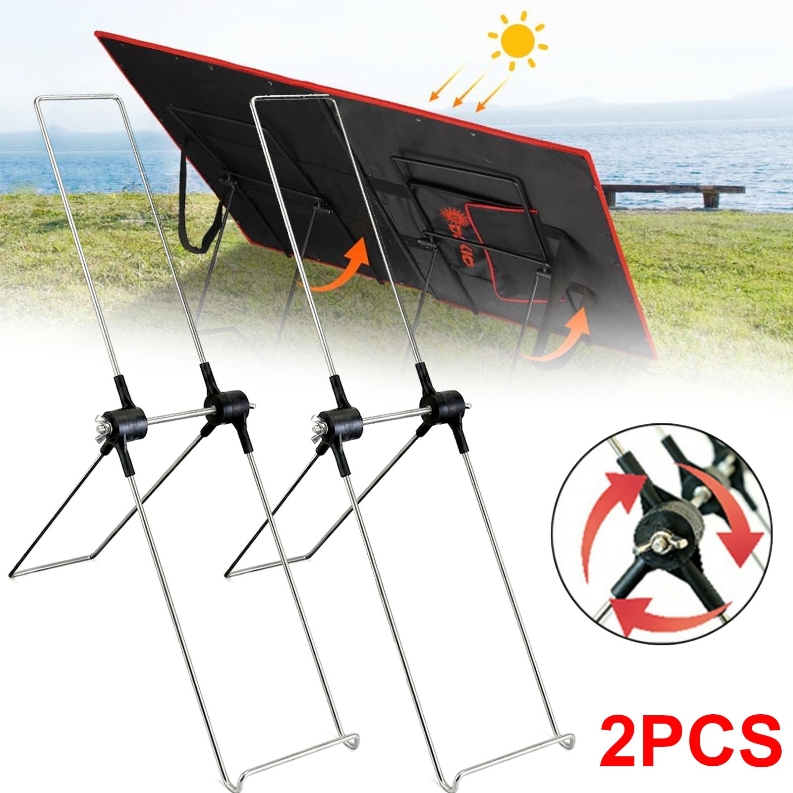 Adjustable Tilt Solar Panel Bracket Portable Stainless Steel Stand for Camping