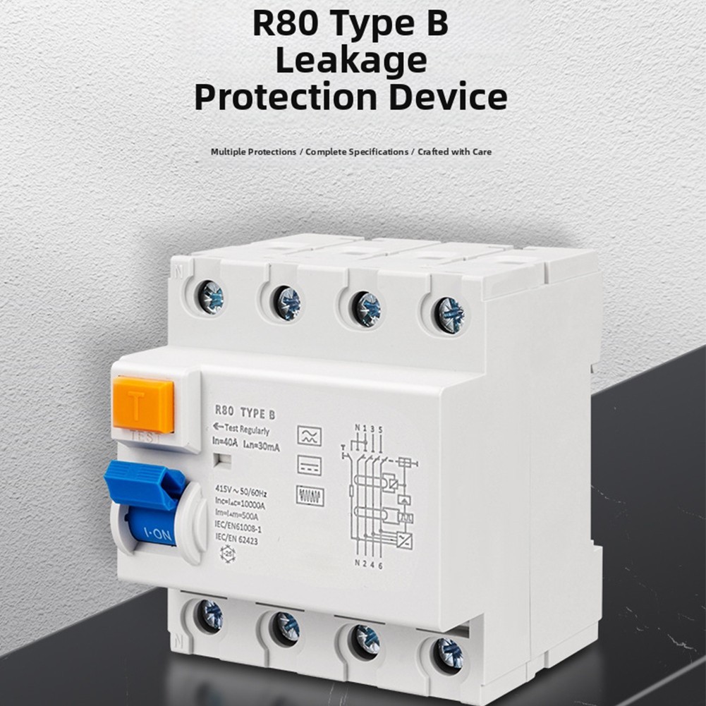 100A Type B DC Leakage Breaker R80 4P 30mA for New Energy Charging Applications