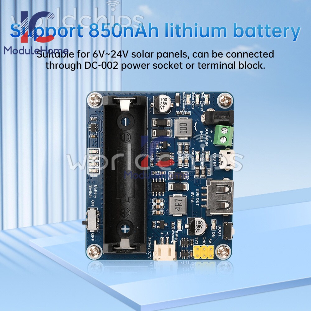 Power Manager Module for 6V~24V Solar Panel Support MPPT USB Battery Charging