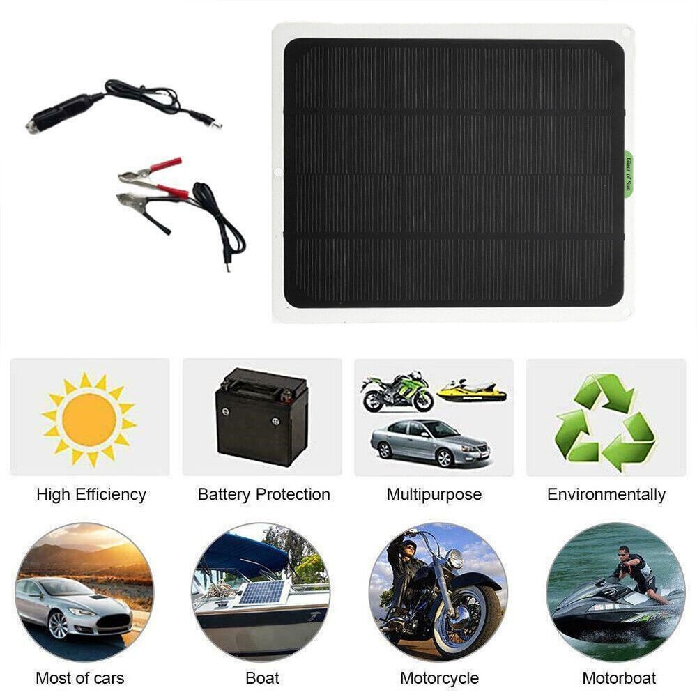 20W 12V Solar Panel Trickle Charger for Car, RV, Marine, Camper and Trailer Blue