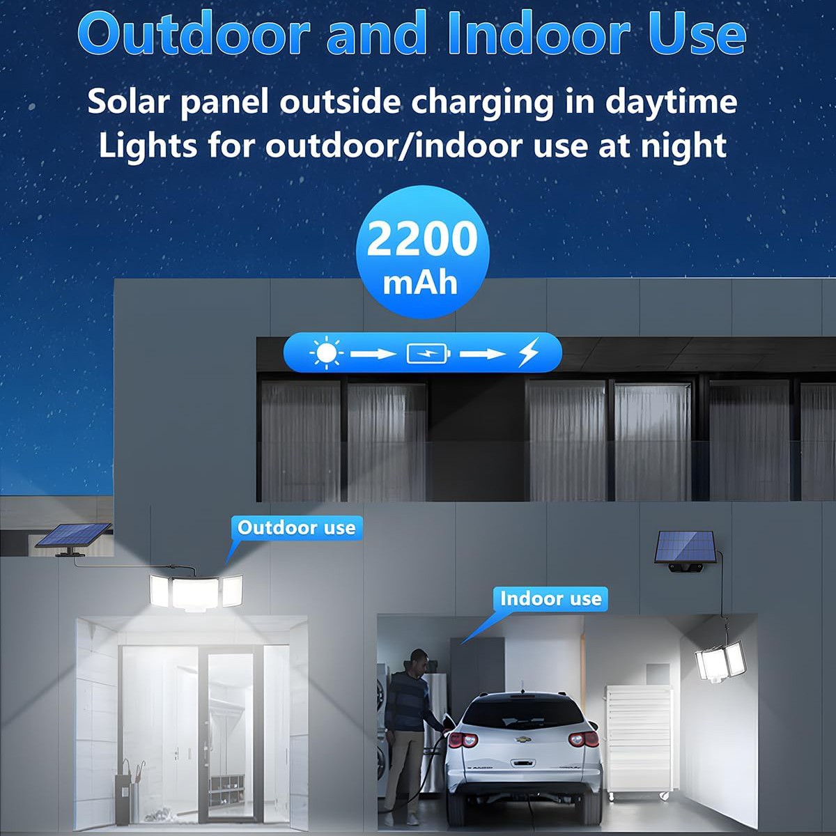 1,2 Pack Solar Lights Outdoor 348 LED Motion Sensor Lights With Remote Control