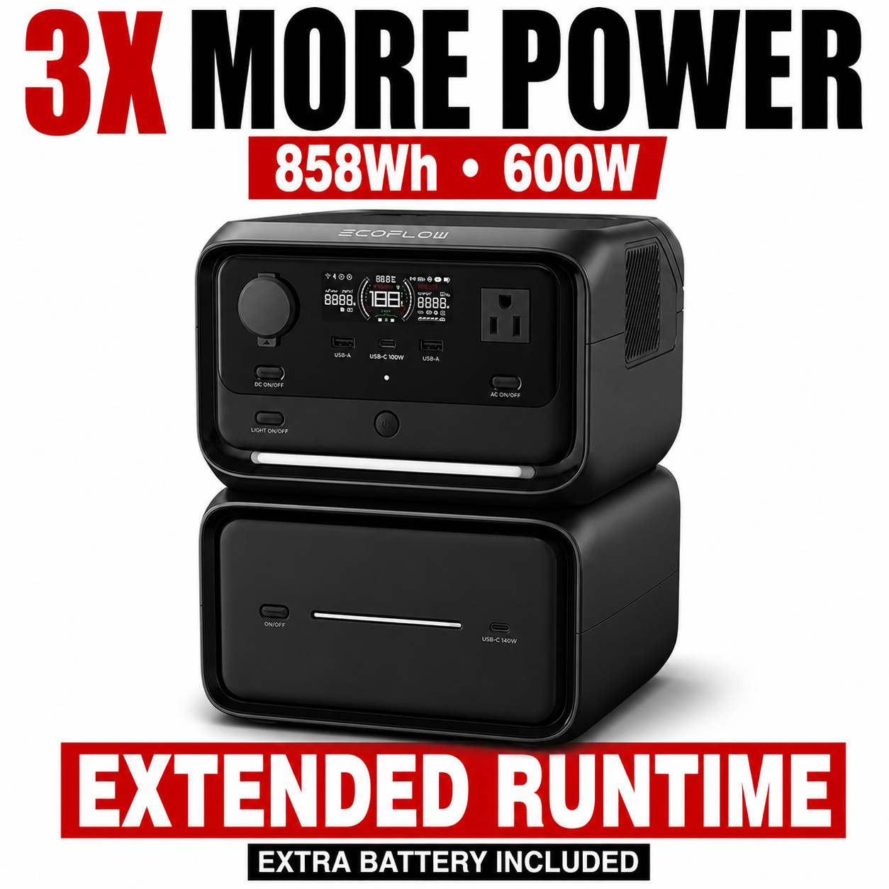 EcoFlow RIVER 3 Max 600W Portable Power Station 858Wh UPS Fast Charge