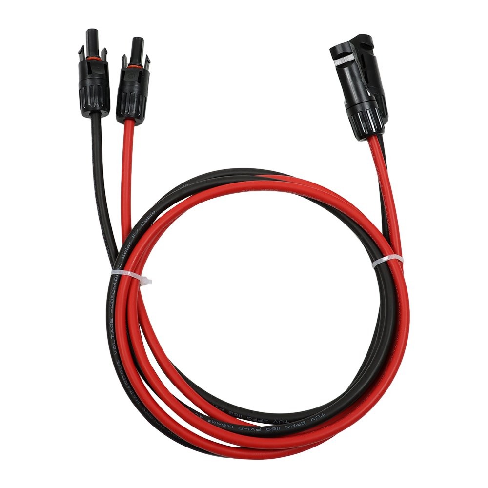 1 Pair 5 Feet Solar Panel Extension Cable Wire Connector 10 AWG Black + Red