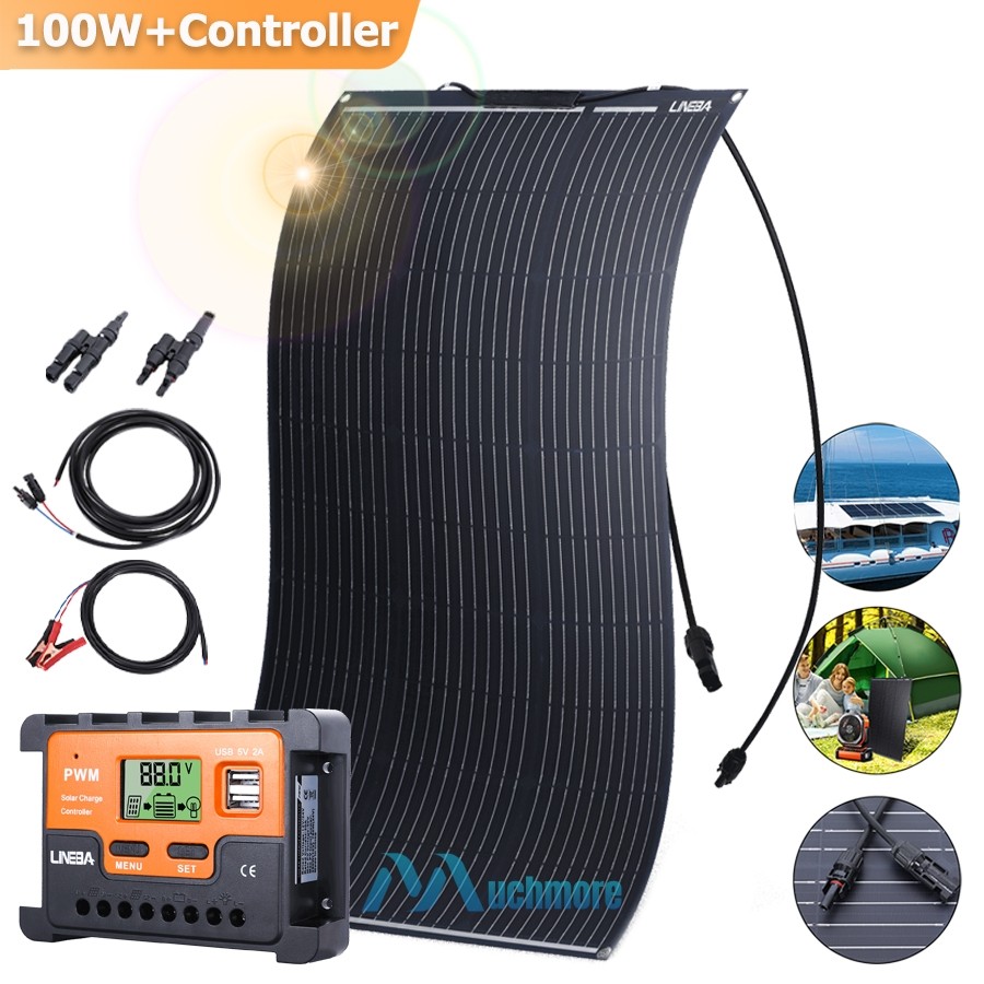 200W 400 Watt Flexible Solar Panel Kit 12V Mono Home RV Rooftop Camping Off-Grid