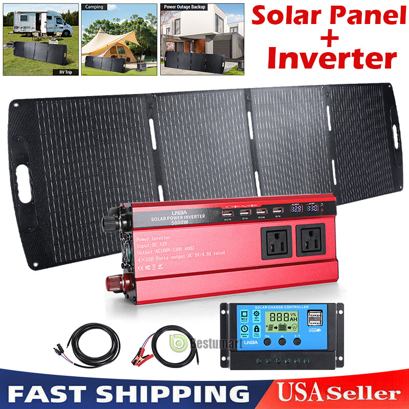 100W 200W Solar Panel Kit Waterproof IP68 for Outdoor RVs Camping & Inverter