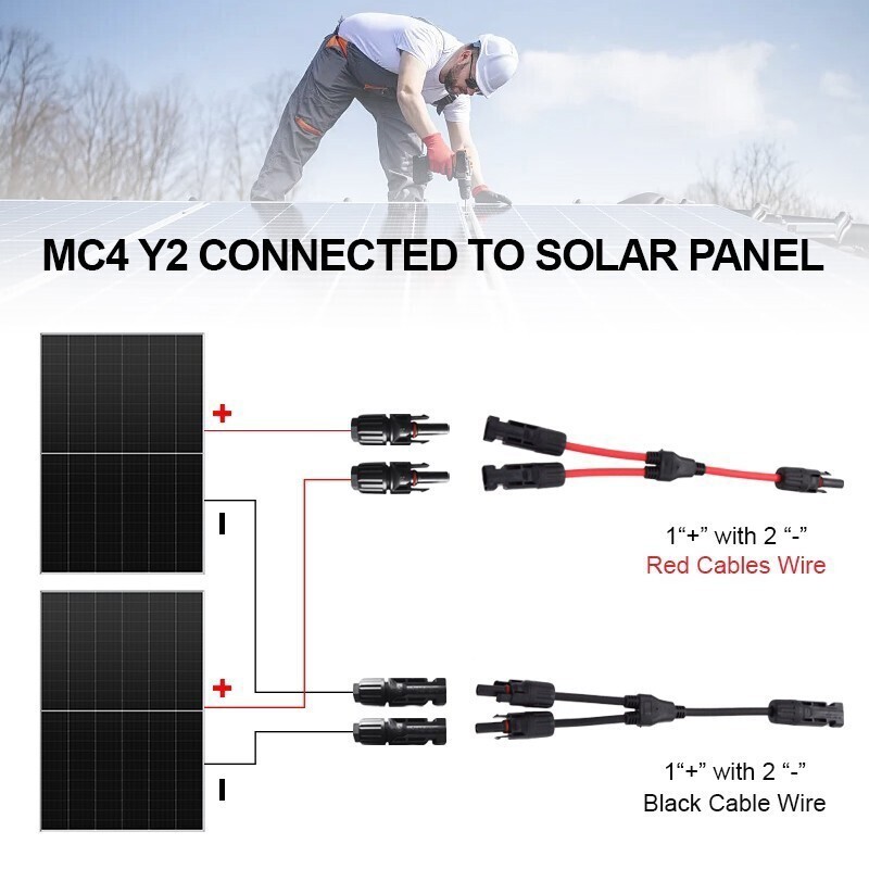 Y Branch Solar Panel Connector Cable 30A 1 to2 Parallel Adapter Waterproof US