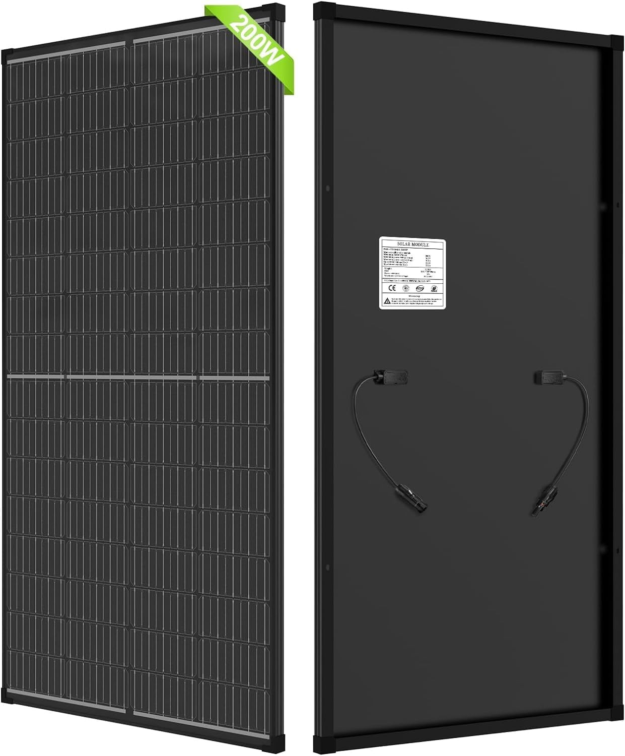 200 Watt Solar Panel, 12V Single Panel, N-Type Monocrystalline 25% High-Efficien