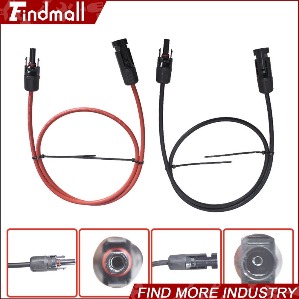 Findmall 1Pair 10ft Black + Red 12AWG Solar Panel Extension Cable Wire Connector