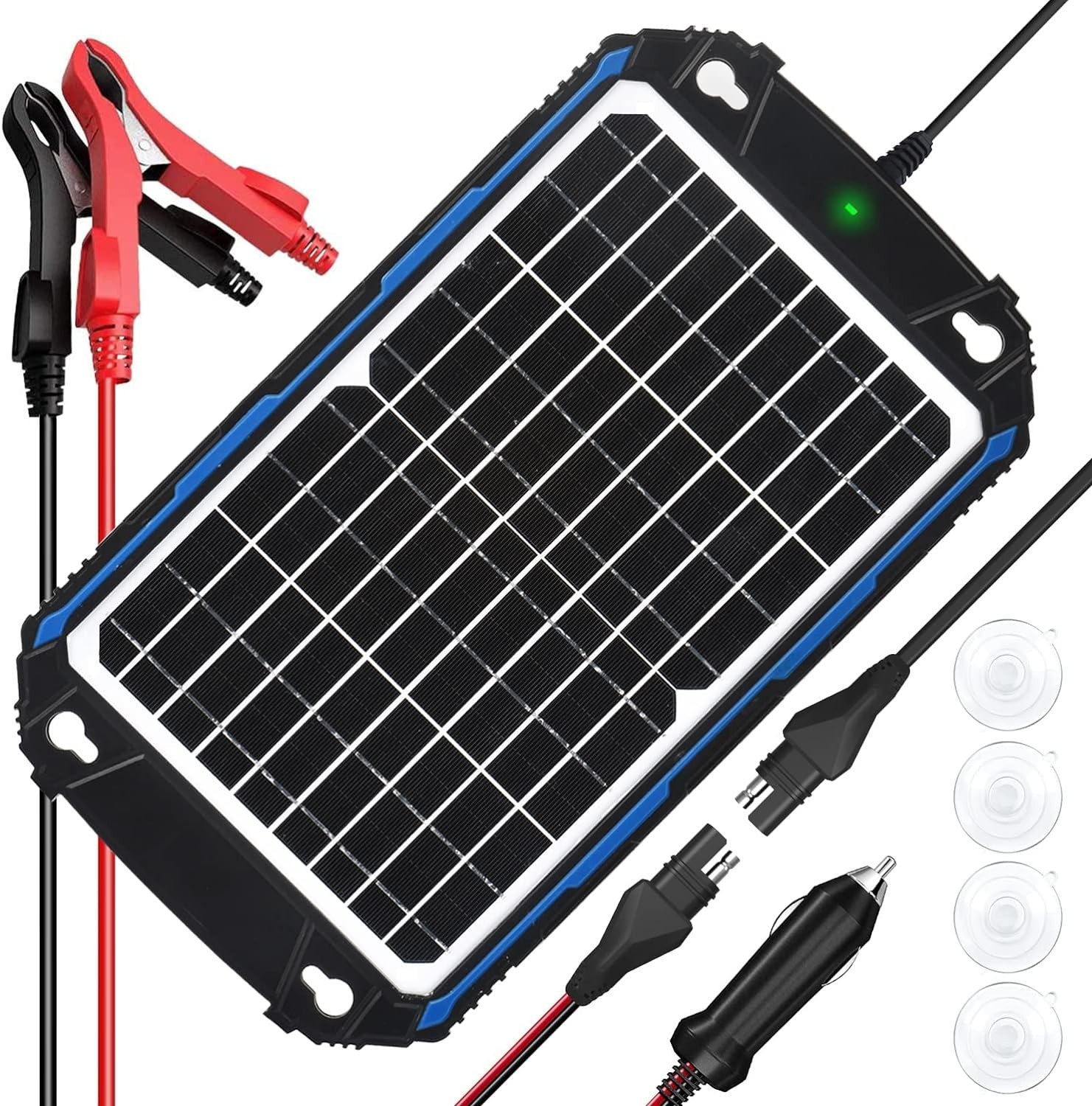 Navy Blue 12W 12V Waterproof Solar Battery Charger with MPPT Controller