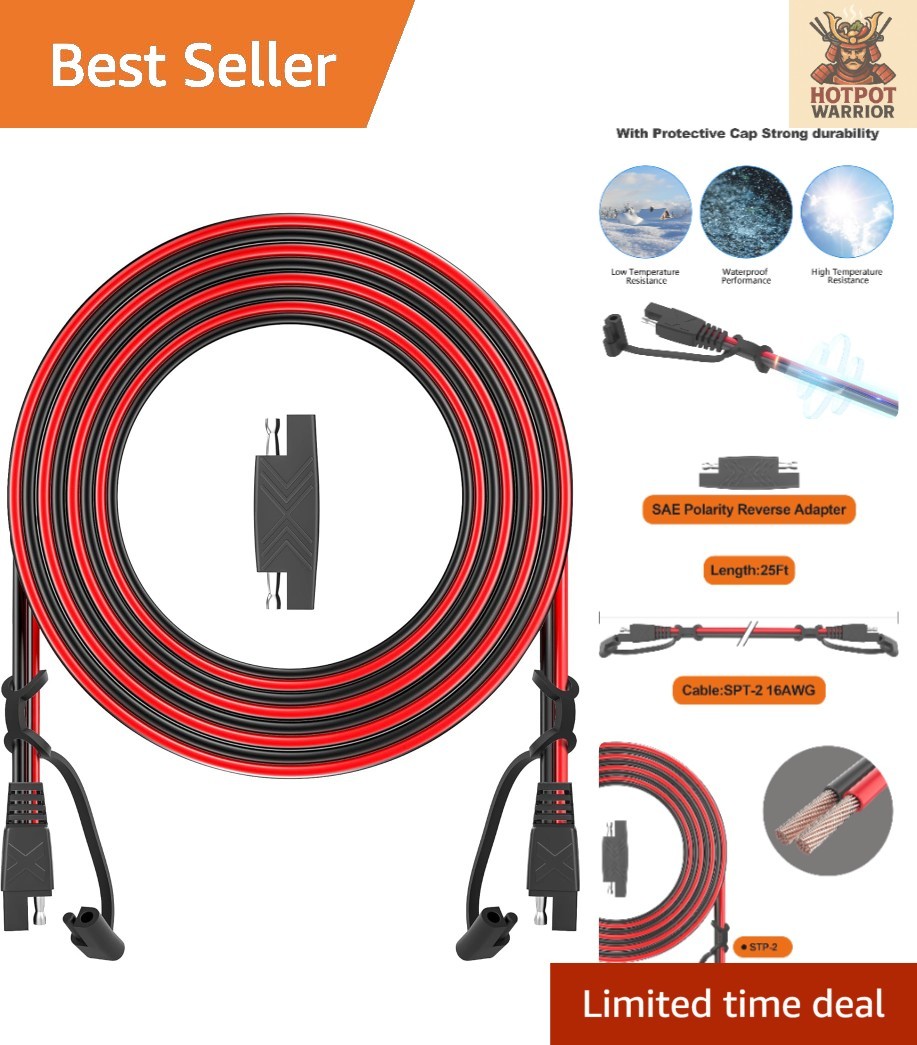 Durable 12FT SAE to SAE Heavy Duty Connector – Perfect for Solar & Automotive