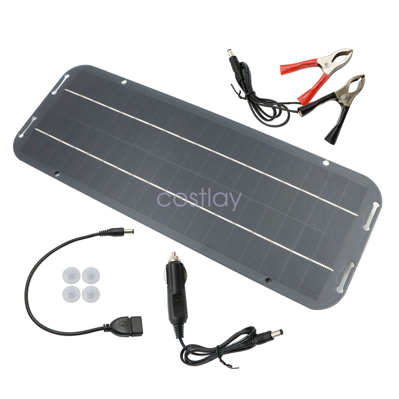 12V Trickle Charger 30W Solar Panel Battery Charger Kit Maintainer Boat Car RV