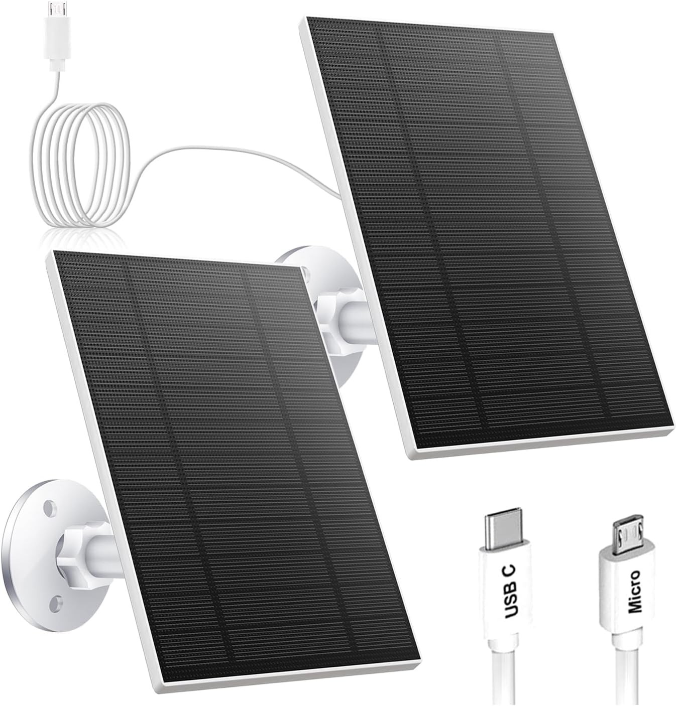5W Solar Panel for Security Camera Wireless Outdoor USB-C Micro USB 9.8ft Cable