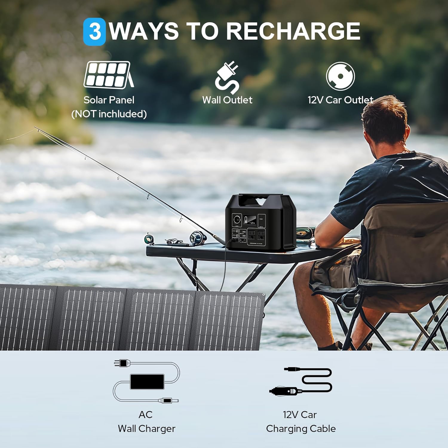 Portable Power Station 300W 80000mAh Battery Bank Camping AC DC Solar Generator