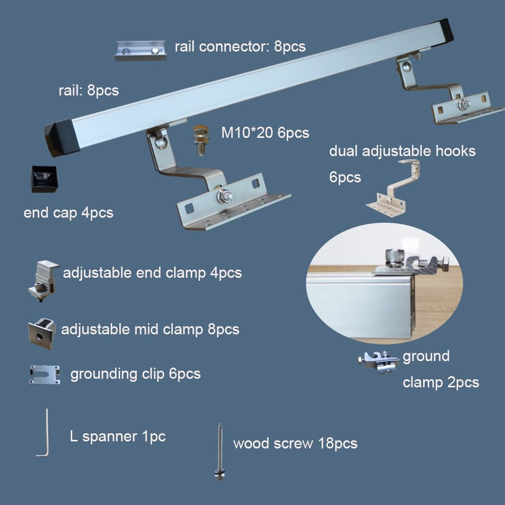 Adjustable Solar Panel Mounting Bracket Kit for Metal & Tile Roofs