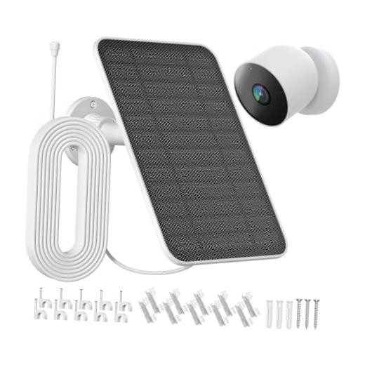 Solar Panel for Google Nest Camera with Built-in 4000mAh Battery – Compatible