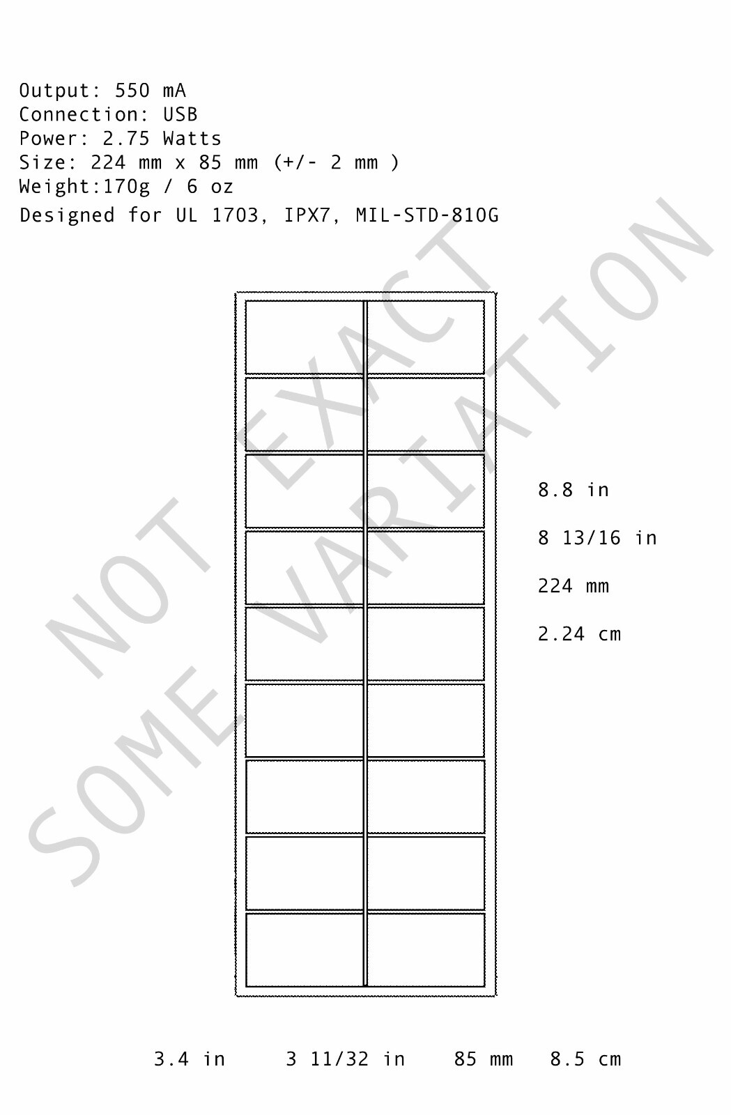 Mini Colored DIY 5v Solar Panel USB Cellphone 224 x 84mm 8.8×3.5 in.