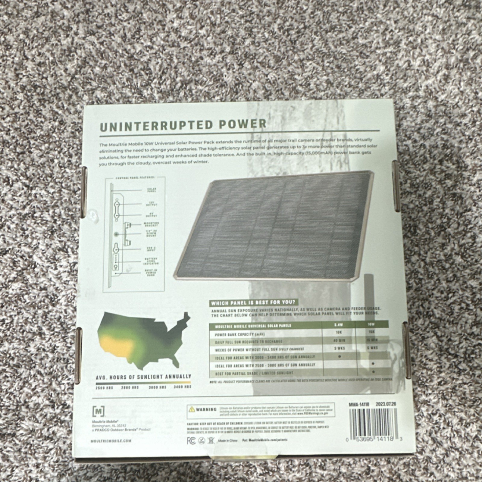 Moultrie Mobile Universal Solar Power Pack 10W Portable Monocrystalline