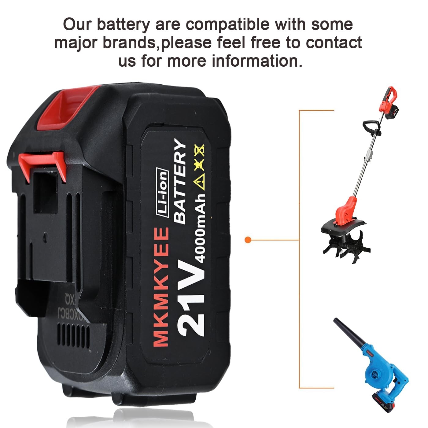 21V Lithium Battery and Charger Cord, 4.0 Ah Battery with Charger Adapter Led…