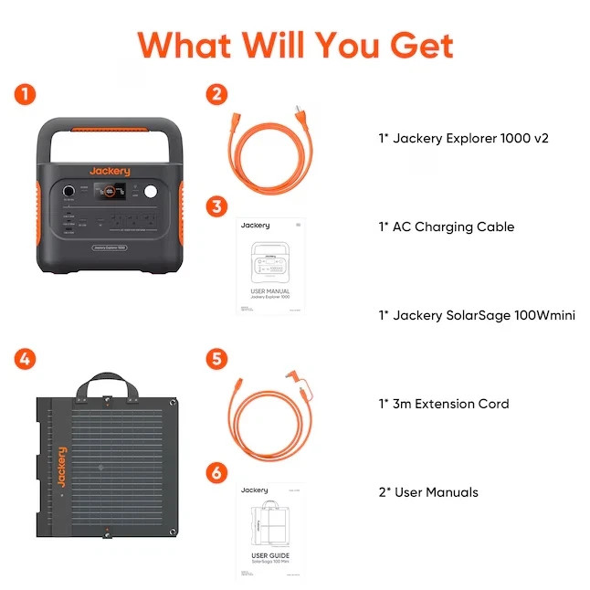 Jackery Explorer 1000 v2 (New Version) 1500 -Watts Portable Power Station 1 Sola
