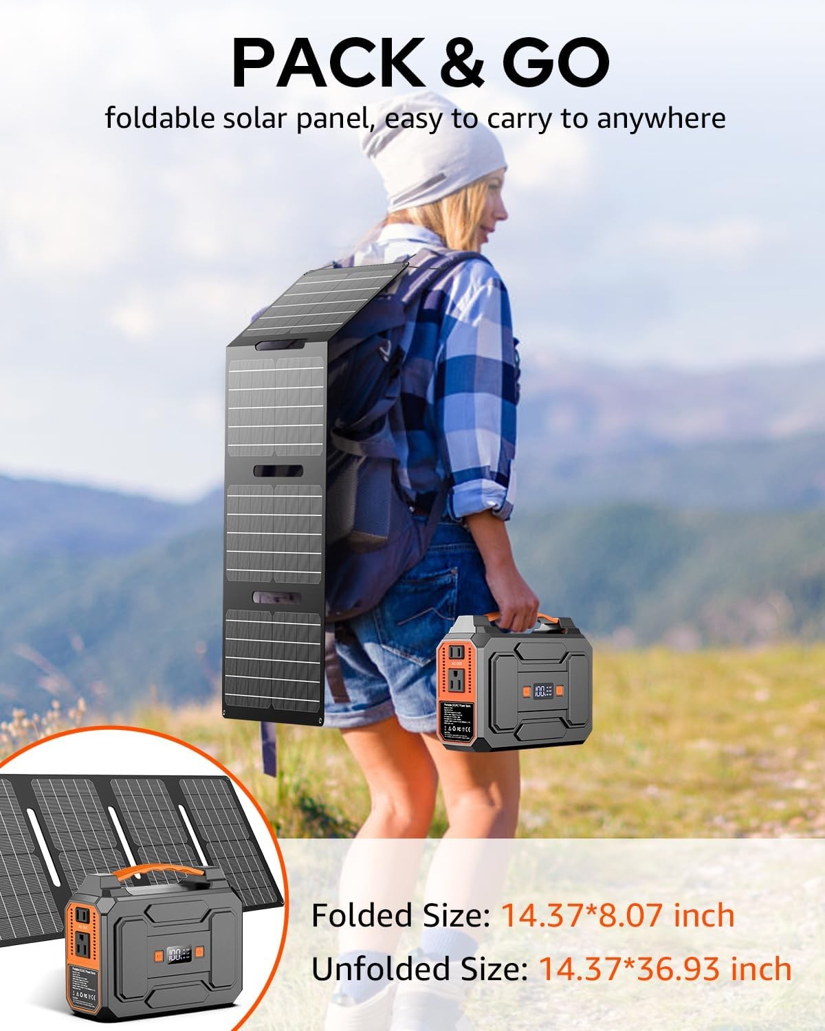 100W Camping Outdoor Portable Solar Generator Power Station with Solar Panel 40W