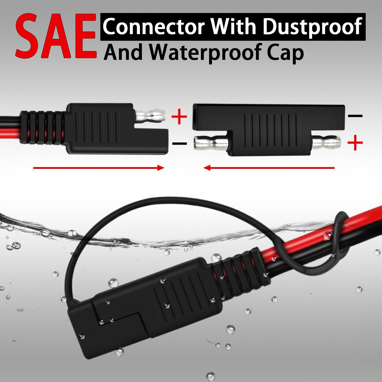Heavy Duty 6FT SAE to DC8mm Adapter with Polarity Reverse for Solar Generators