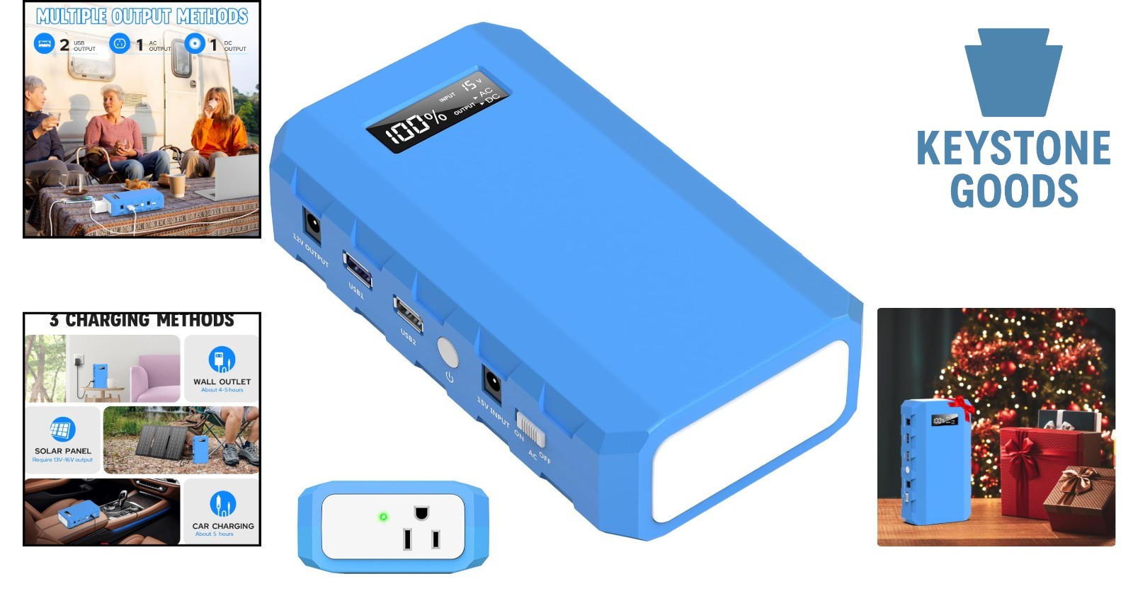 Blue Portable Power Station 24000mAh, Multiple Charging Options, Compact & Safe