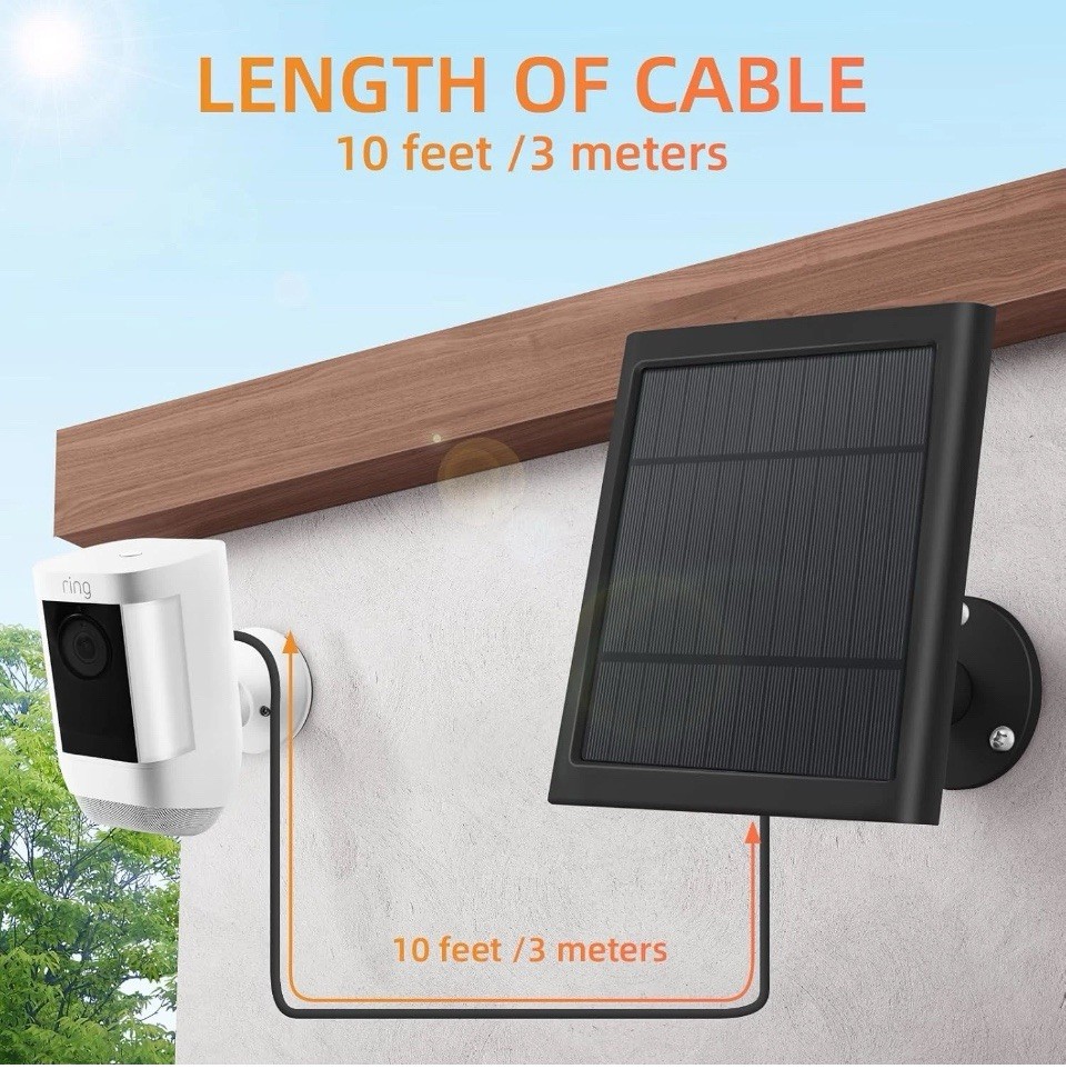 2 Pack 4W Solar Charger for Ring Spotlight & Stick Up Outdoor Cam, Black, High
