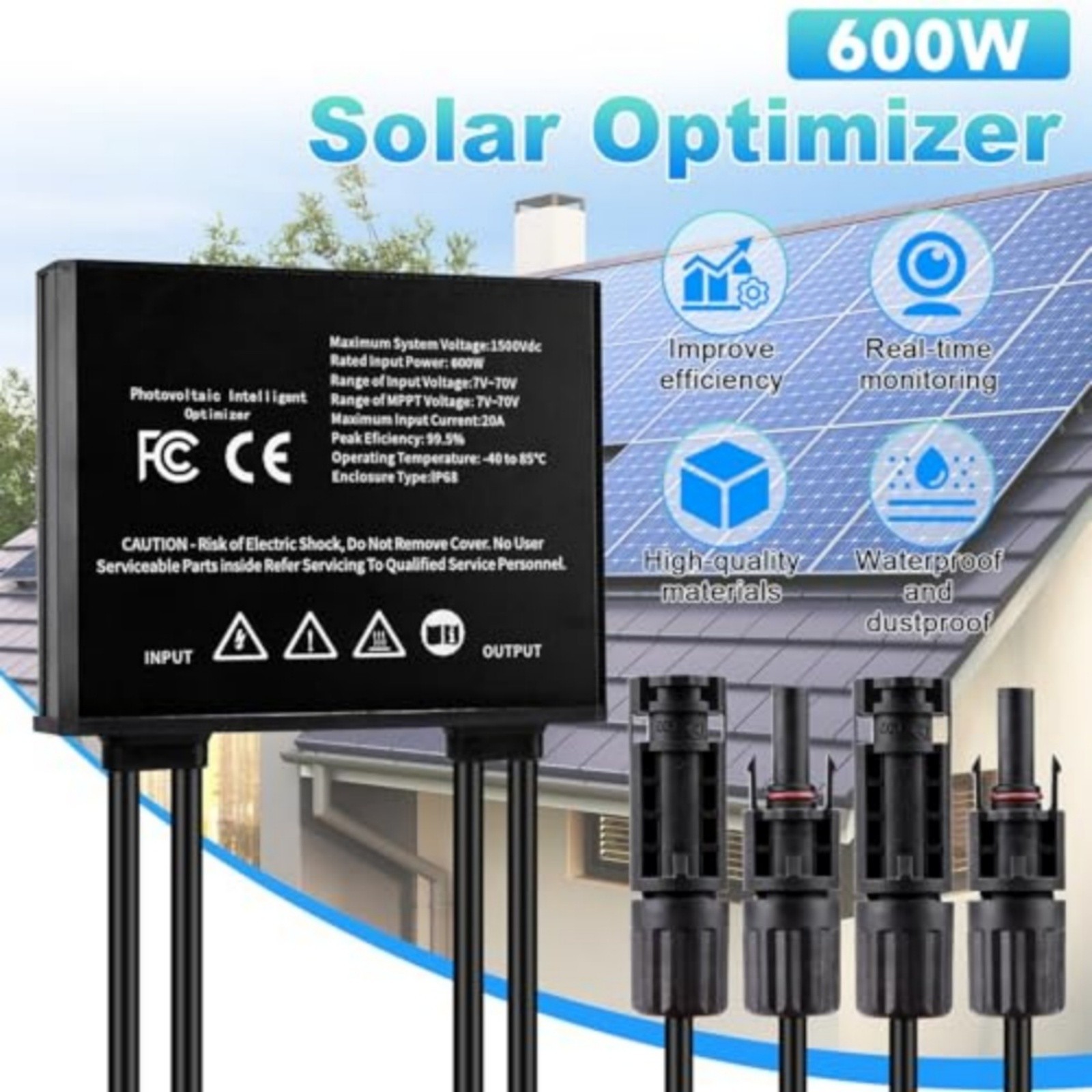 Solar Power Optimizer 600W for Photovoltaic Systems with Overcurrent Protection