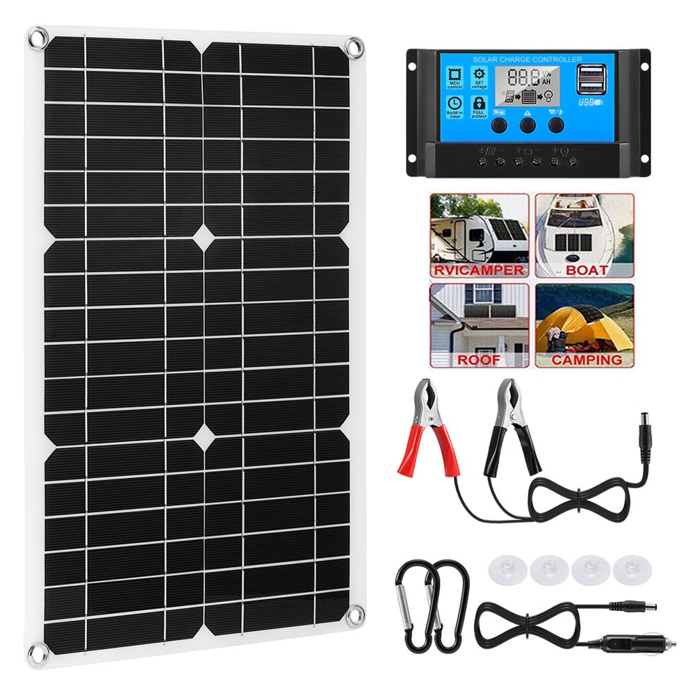 80W Solar Panel Folding Power Bank USB Charger Outdoor Camping Backpack Survival