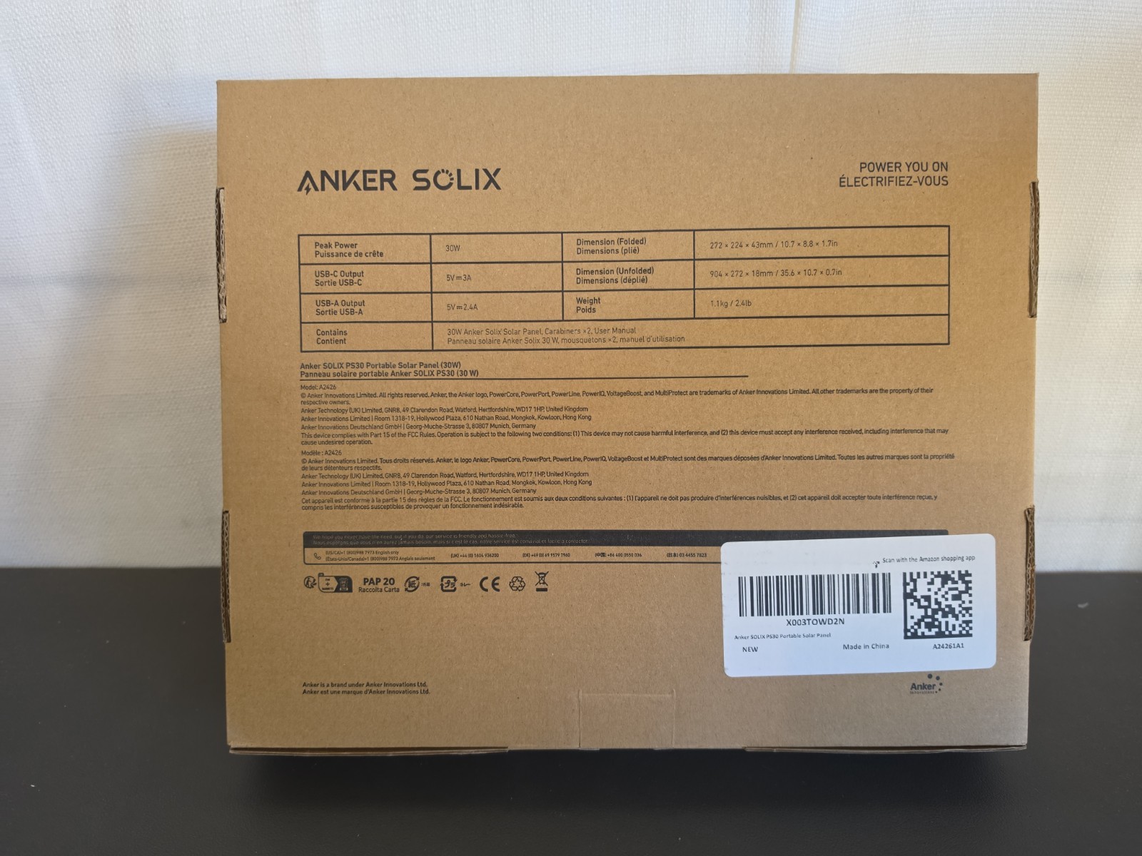 Anker Solix PS30 Solar Panel 30W Foldable Portable Solar Charger 2-Ports