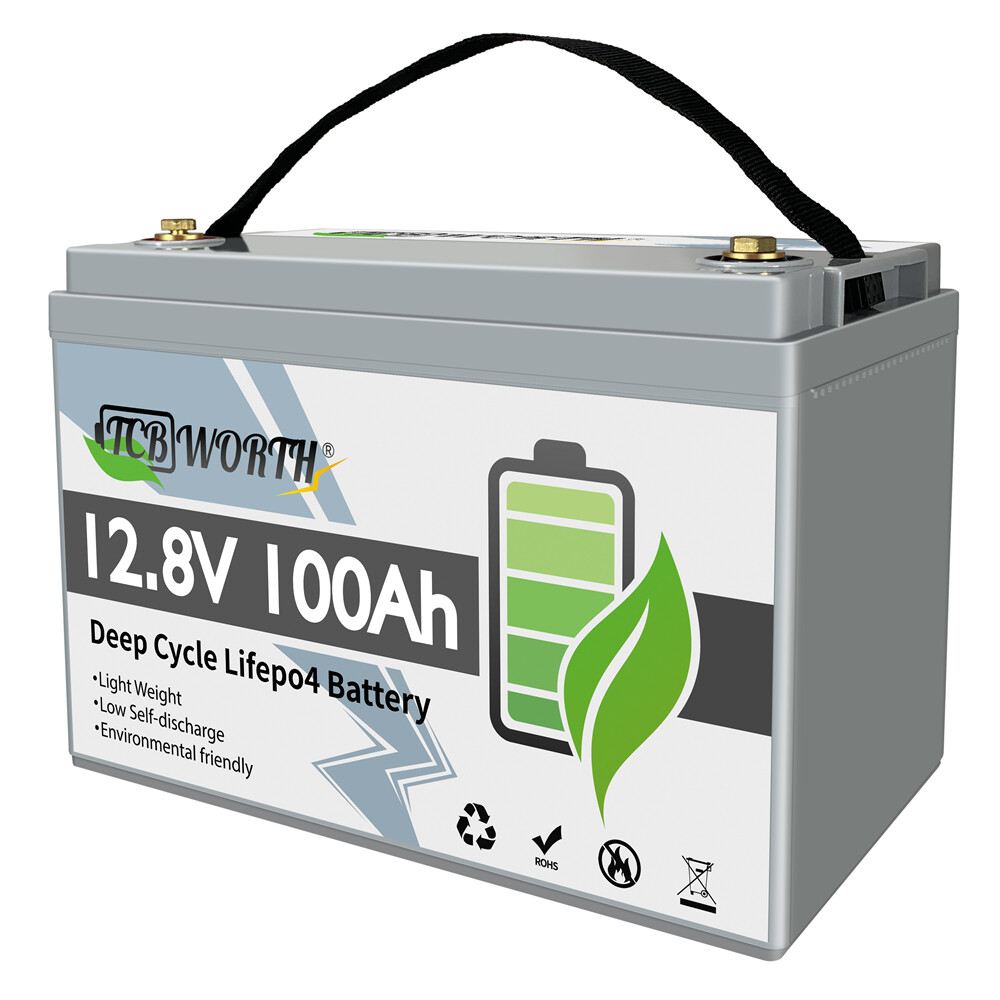 12V 100Ah LiFePO4 Lithium Battery Built-in 100A BMS for Solar Marine Trolling