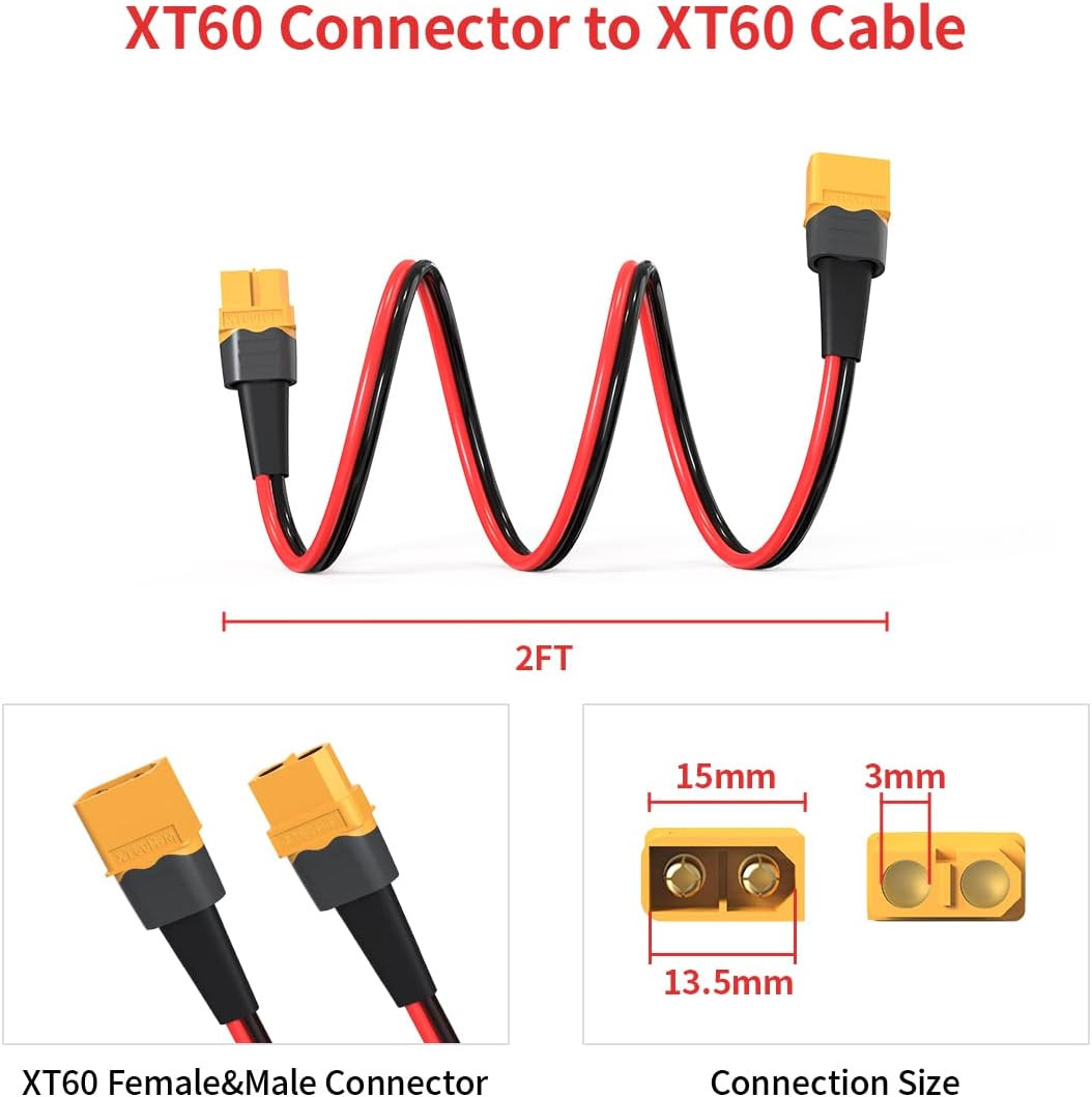 10AWG 2FT XT60 Extension Cable 2 6 10 20 35 50 75 100FT XT60 Female