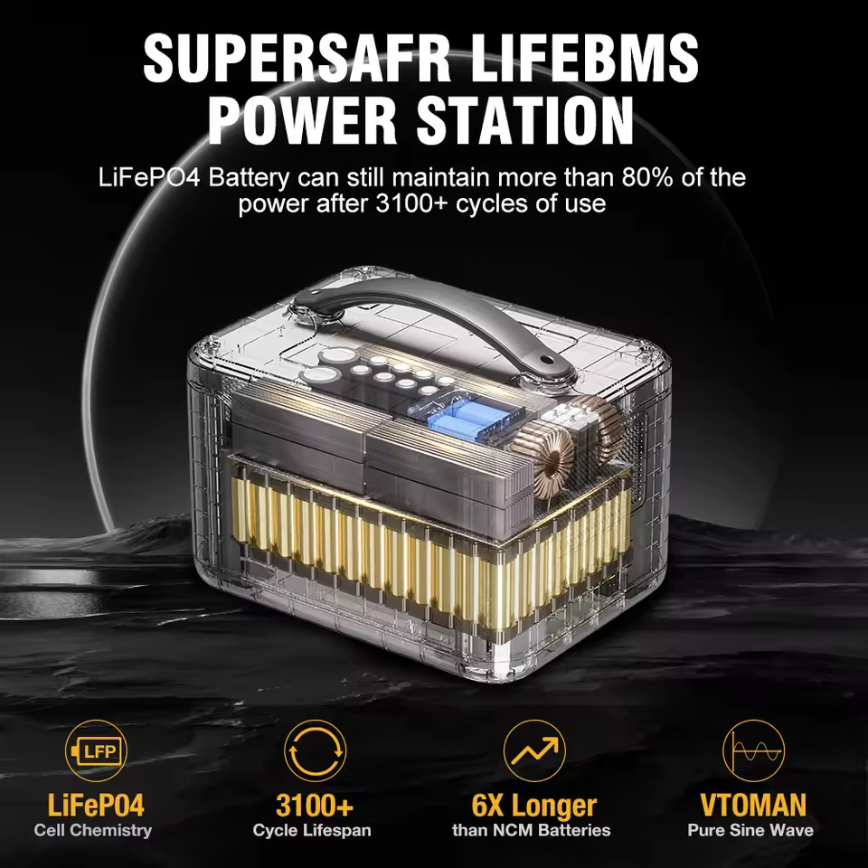 1800W Portable Power Station 1548Wh LiFePO4 Solar Generator for Home Camping