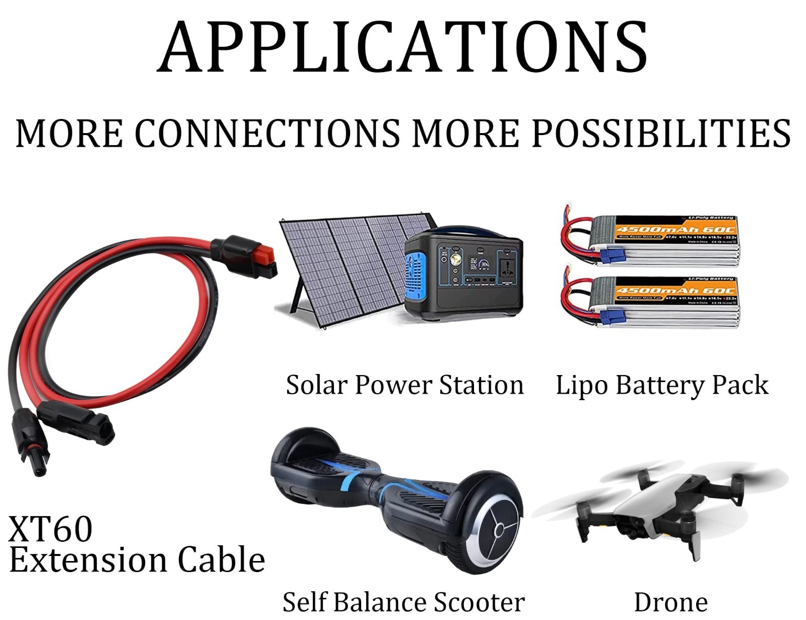 10AWG Solar Panel Cable Connector to Female Adapter for RV/Van Camping 60cm