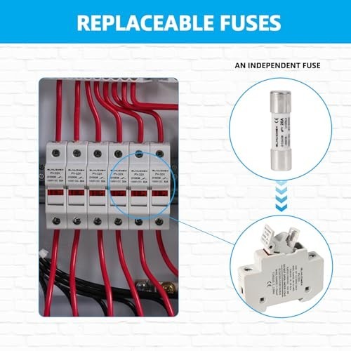 6 String Solar Combiner Box with 20A Fuse, Surge Protection & 63A Breaker