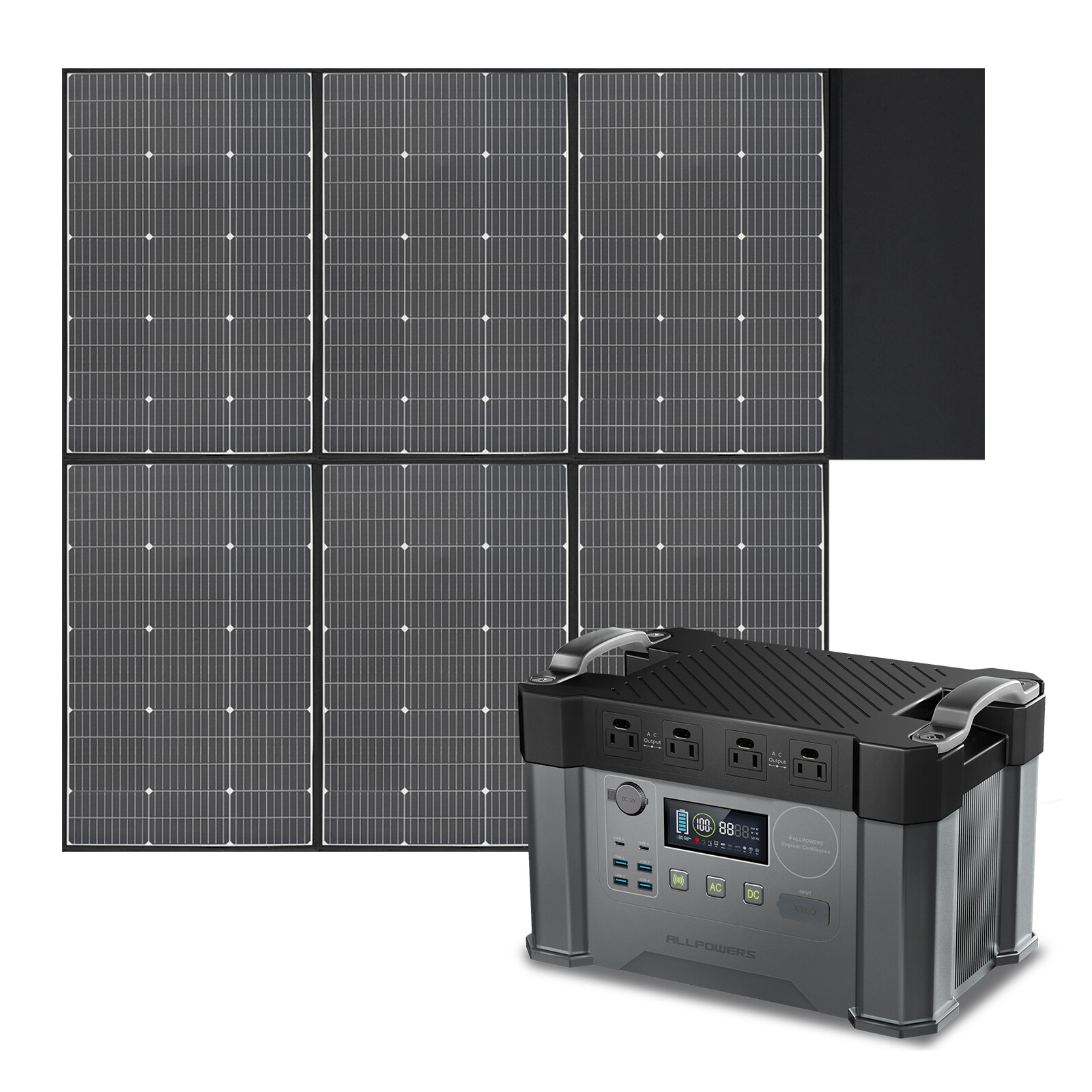 ALLPOWERS 2400W Solar Generator Power Station & 600W Mono Fortable Solar Panel