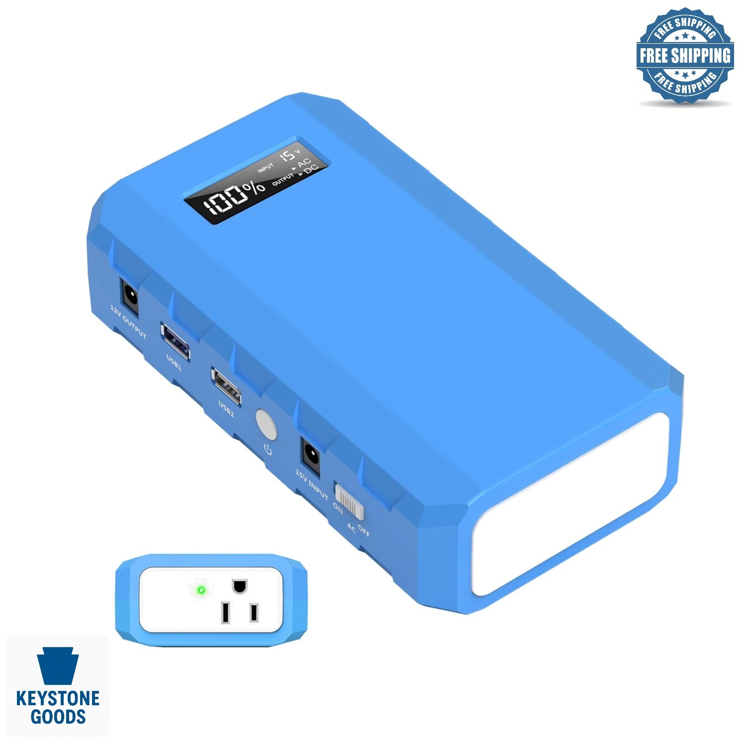 Blue Portable Power Station 24000mAh, Multiple Charging Options, Compact & Safe