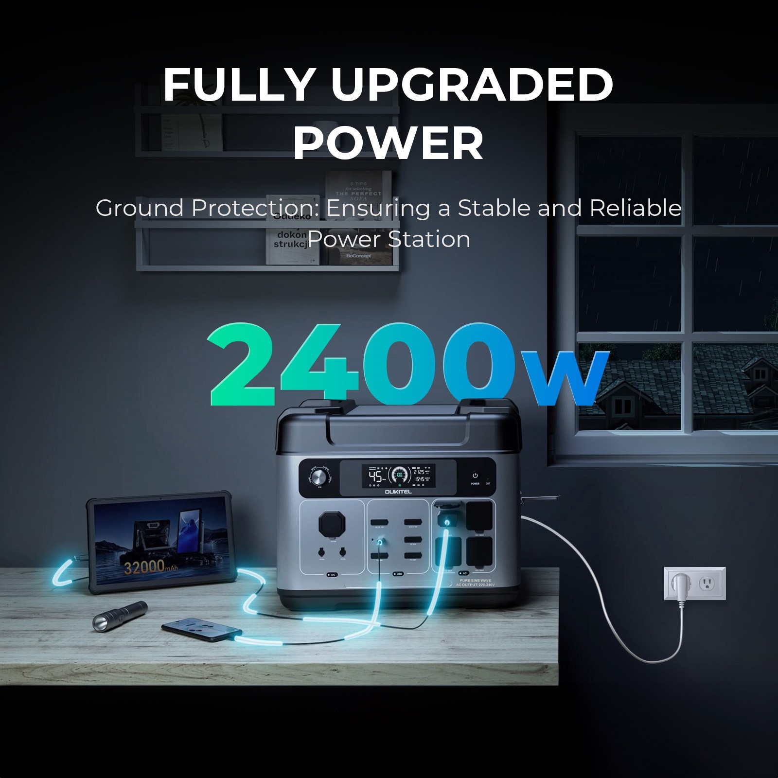 2400W LiFePO4 Solar Generator 2048Wh Emergency UPS Portable PowerStation OUKITEL