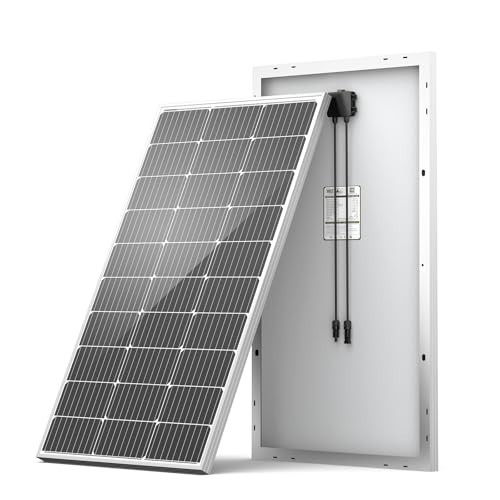 100 Watt 12V Monocrystalline Solar Panel with Solar Connectors, High Efficiency