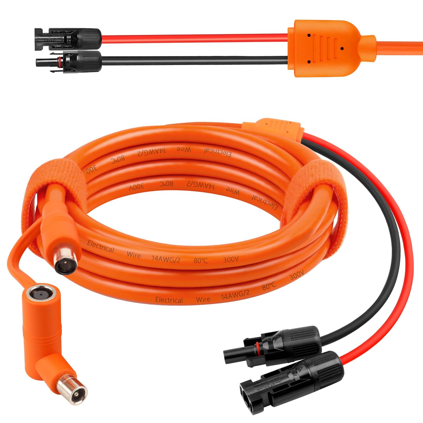MOOKEERF Solar to DC 8mm Charge Extension Cable 6FT,12AWG+14AWG Solar Cable w…